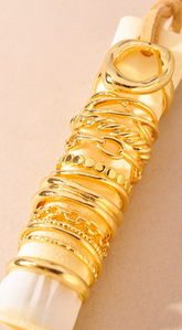 Multi Wrap Chain 12 Ring Set - Gold